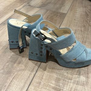 Jessica Simpson BNWT "Nellenie" block heel blue denim studded
